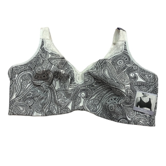 Catherine’s Intimates No Wire BlackWhite Paisley Print Cotton Comfort NWT 50DDD - Picture 3 of 12